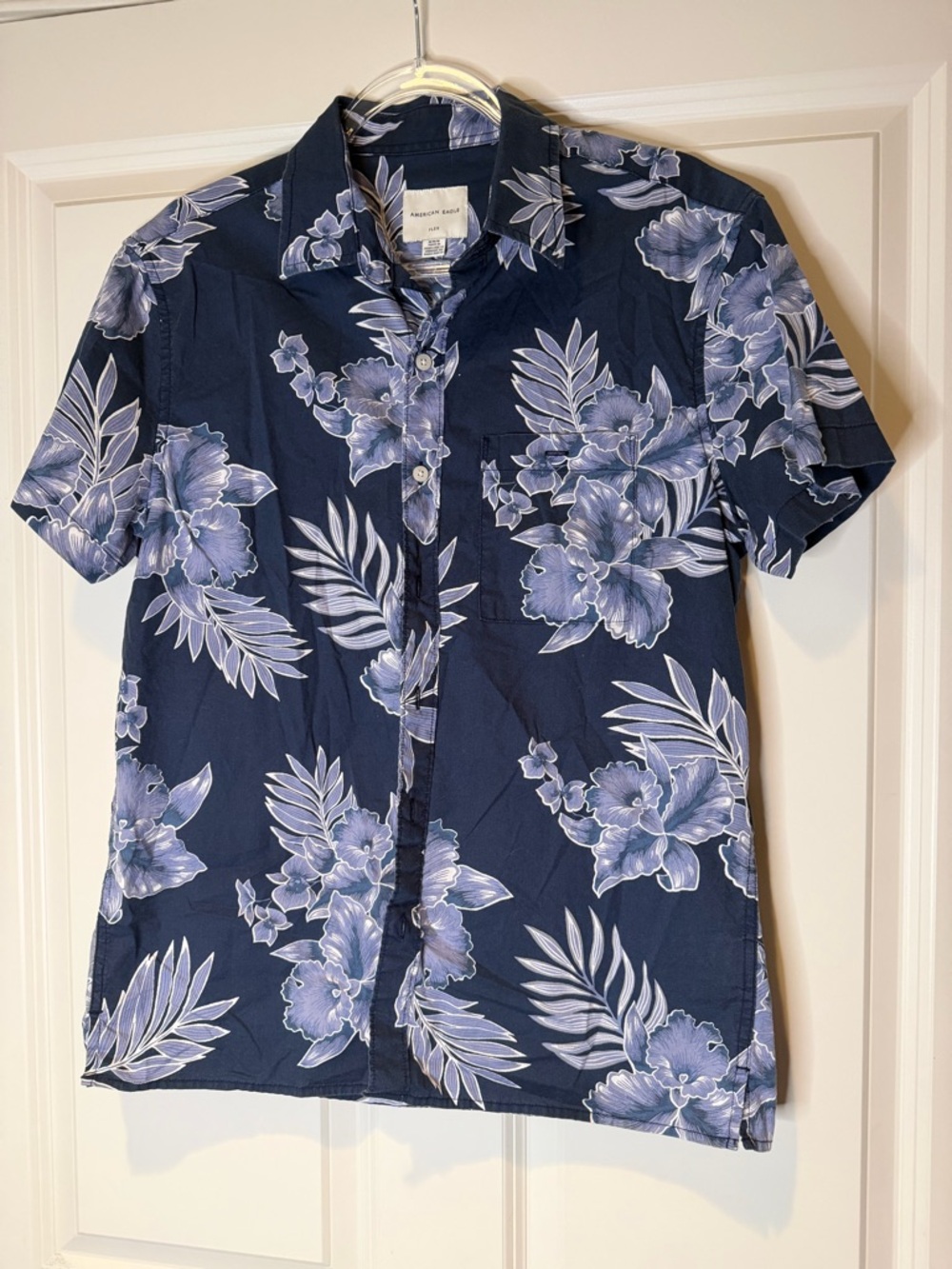 American Eagle Outfitters Navy Blue Floral Button-Down Shirt
